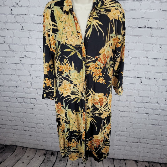 Zara Basic Collection Multicolor Floral 3/4 Sleeve Button Collar Shirt Dress XS