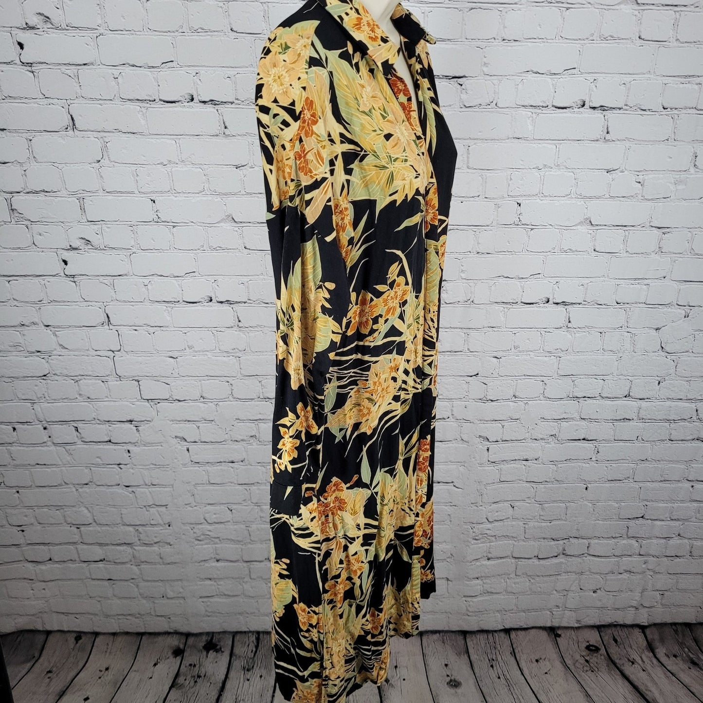 Zara Basic Collection Multicolor Floral 3/4 Sleeve Button Collar Shirt Dress XS