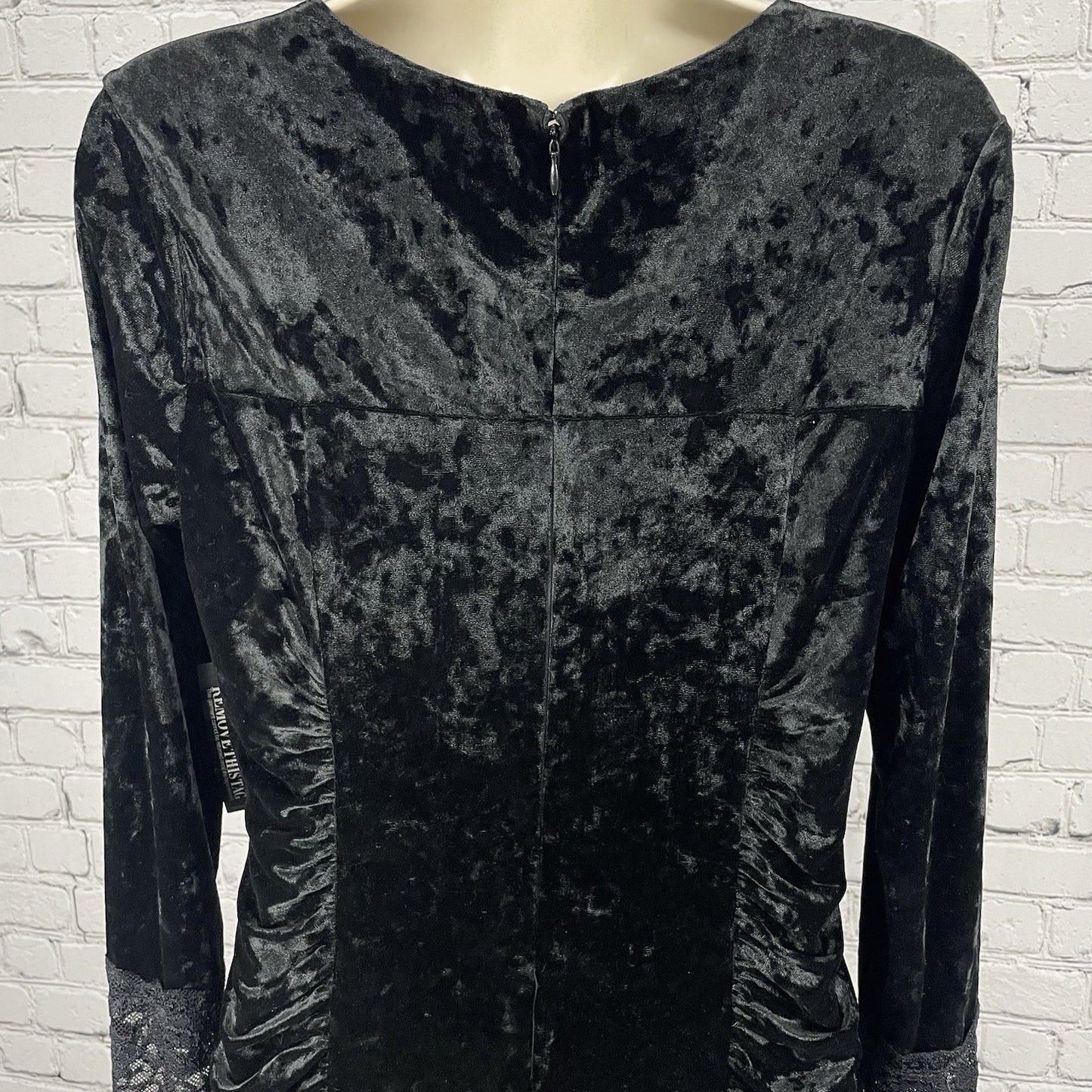 NWT New York & Company Stretch Black Velour Lace Zipped Bodycon Dress Medium M