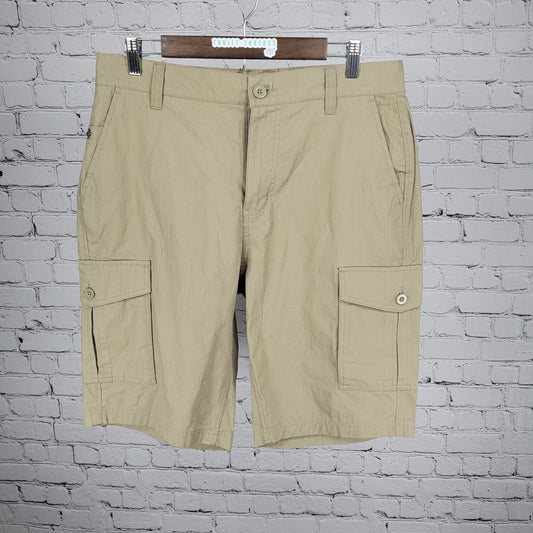 LRG Lifted Research Group Tan 100% Cotton Cargo Pockets Shorts 32
