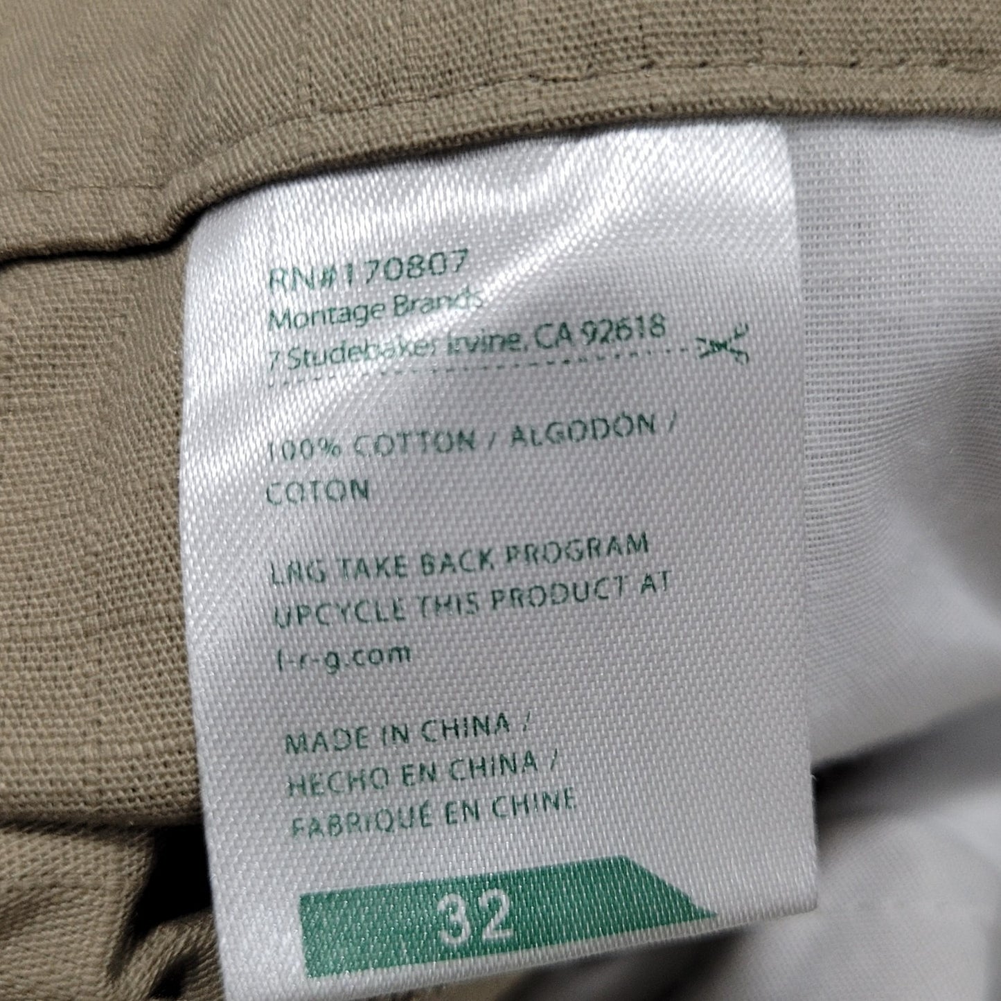 LRG Lifted Research Group Tan 100% Cotton Cargo Pockets Shorts 32