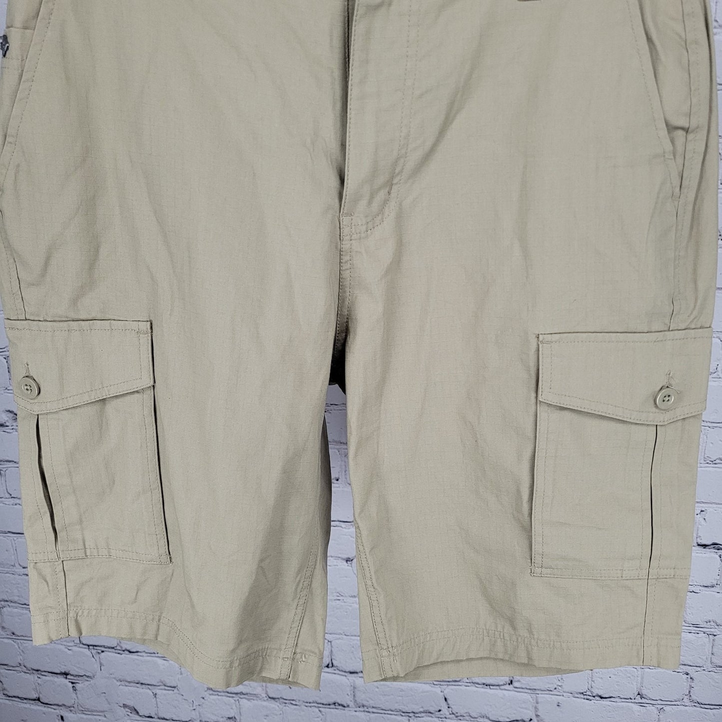 LRG Lifted Research Group Tan 100% Cotton Cargo Pockets Shorts 32