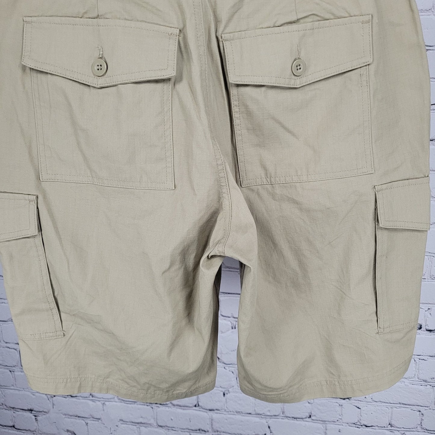 LRG Lifted Research Group Tan 100% Cotton Cargo Pockets Shorts 32
