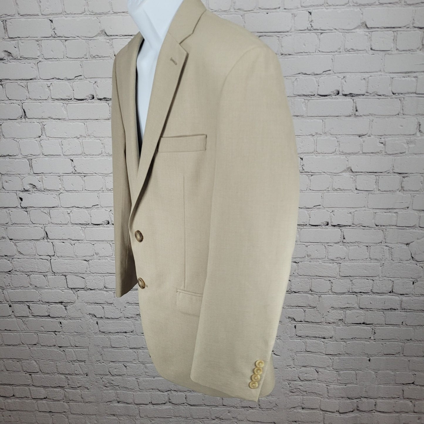 Chaps Ralph Lauren Beige 2 Button Single Vent Notch Blazer Suit Jacket Size 40R