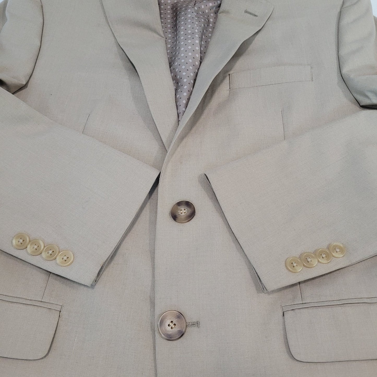 Chaps Ralph Lauren Beige 2 Button Single Vent Notch Blazer Suit Jacket Size 40R
