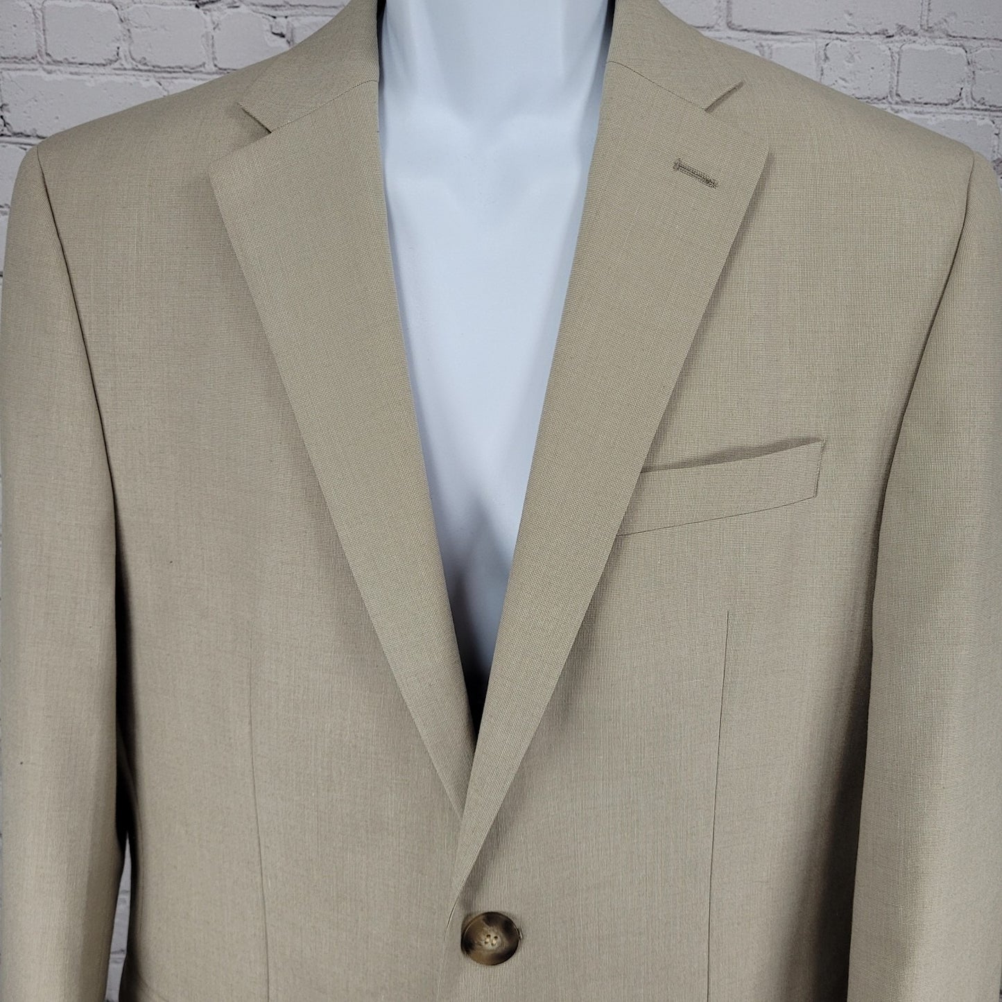 Chaps Ralph Lauren Beige 2 Button Single Vent Notch Blazer Suit Jacket Size 40R