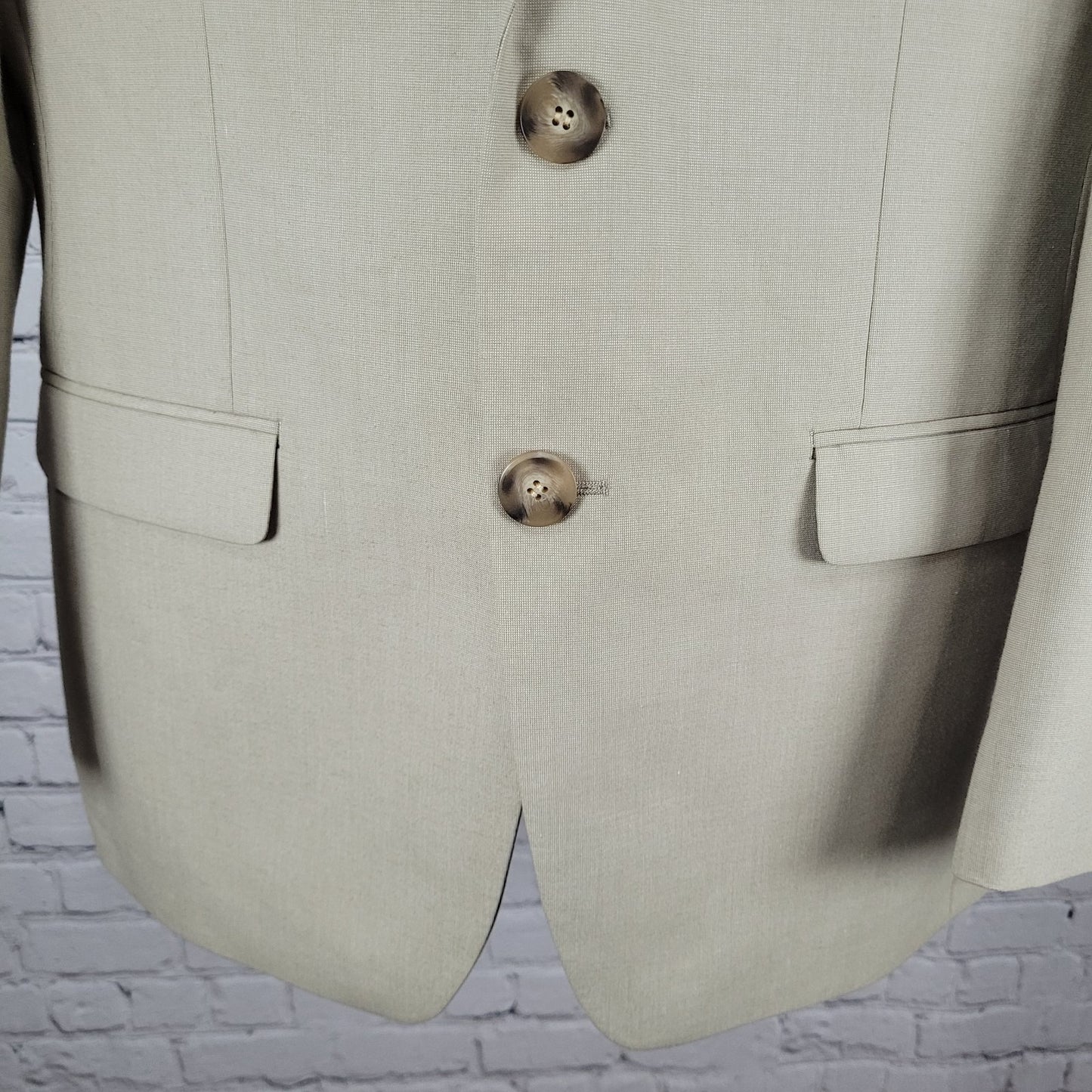 Chaps Ralph Lauren Beige 2 Button Single Vent Notch Blazer Suit Jacket Size 40R