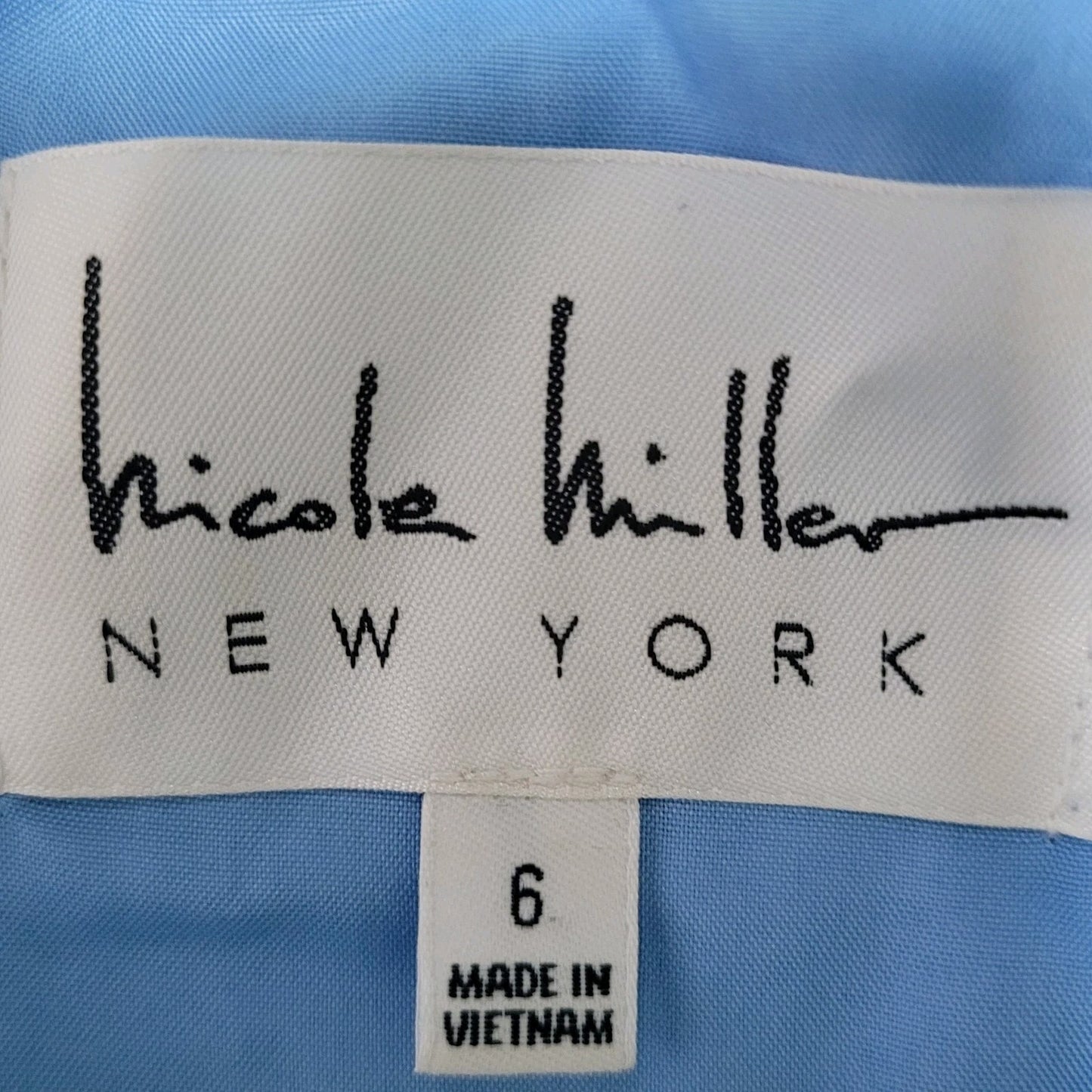 Nicole Miller New York Blue Pinstriped Floral Layered Long Sleeve Lined Dress 6