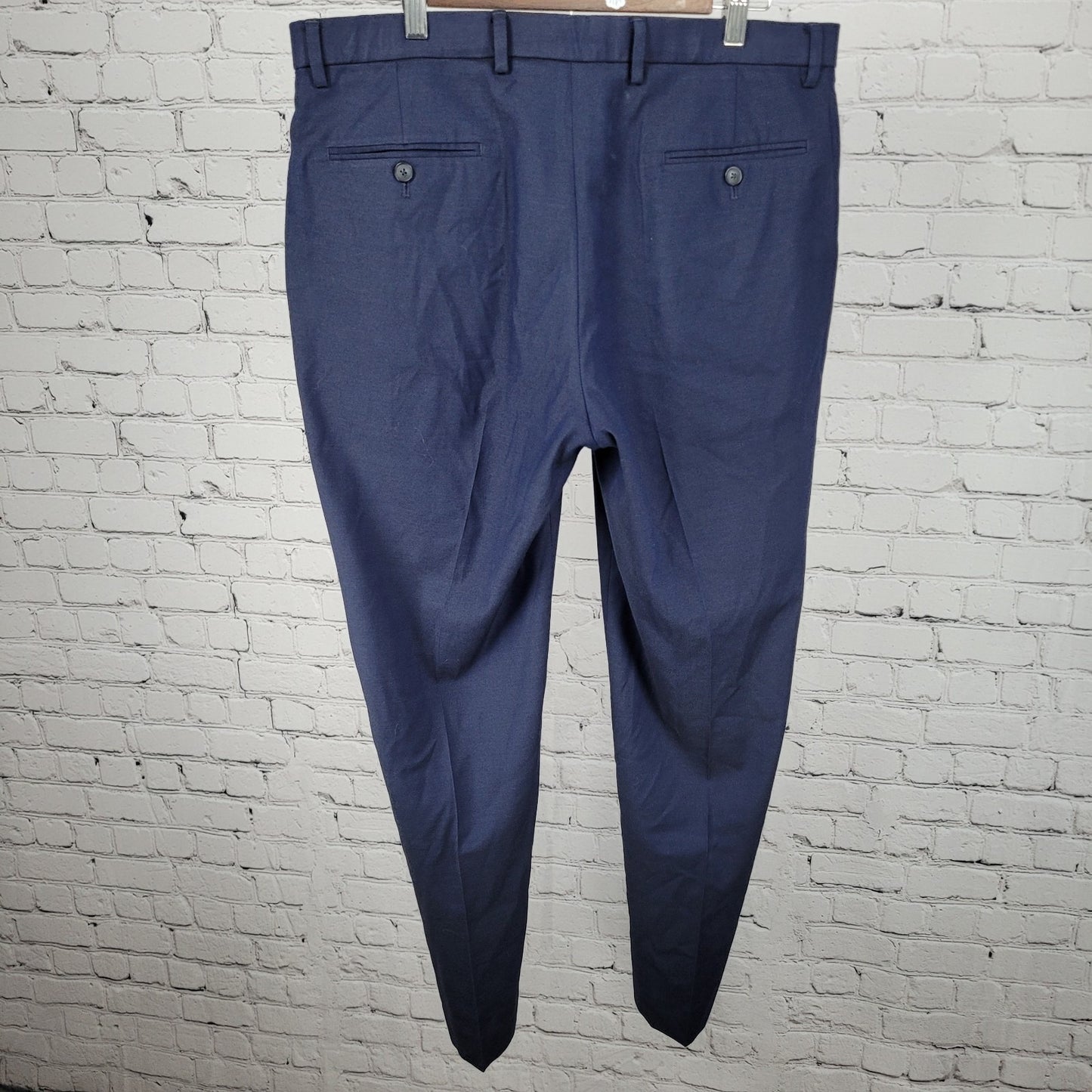Jos A Bank Navy Stretch Tailored Fit Flat Front Dress Trousers Pants Size 36x30