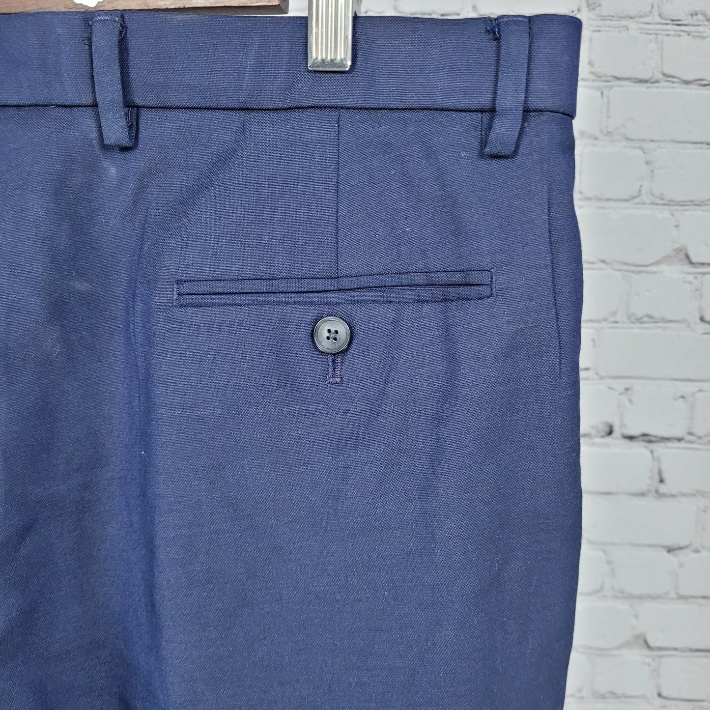 Jos A Bank Navy Stretch Tailored Fit Flat Front Dress Trousers Pants Size 36x30