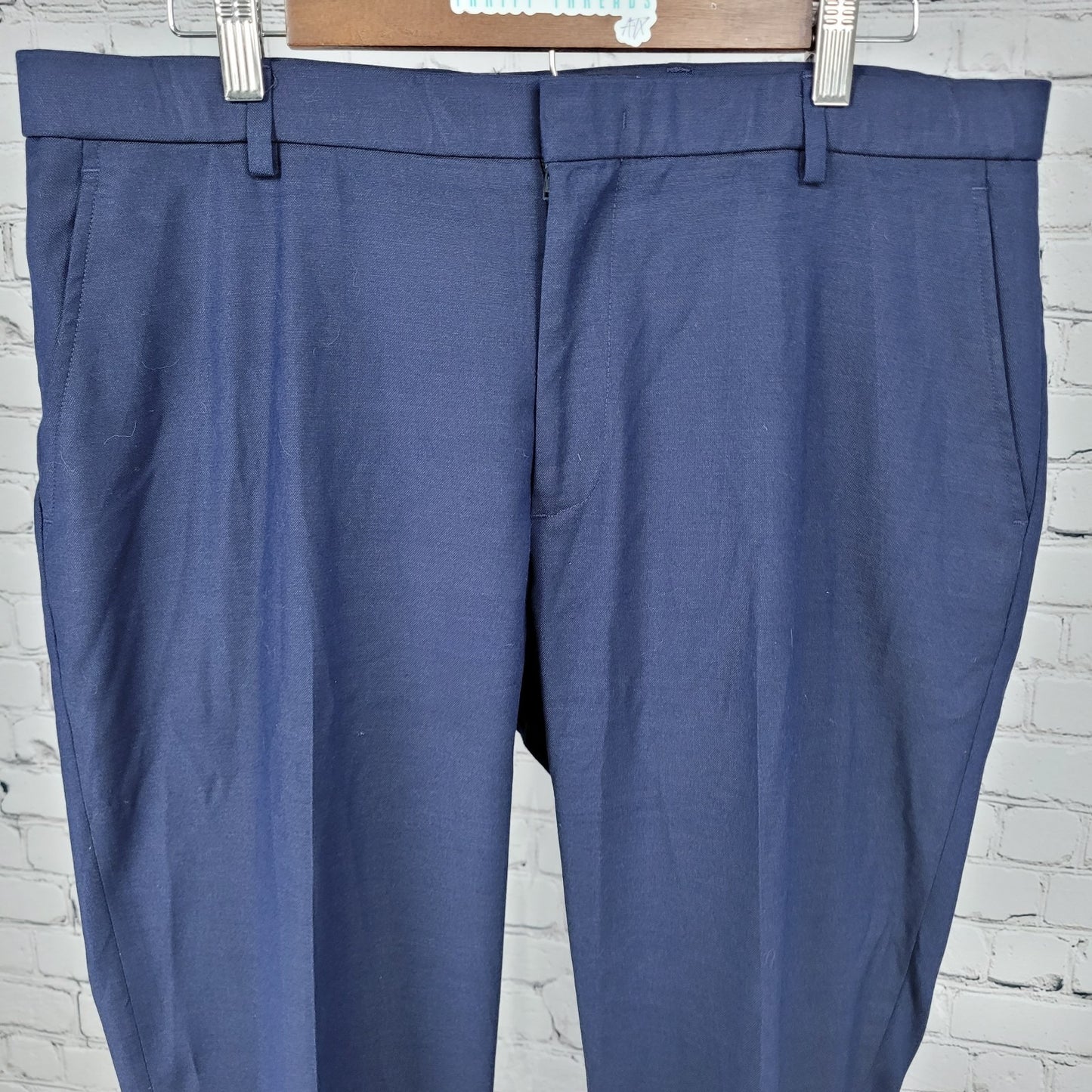 Jos A Bank Navy Stretch Tailored Fit Flat Front Dress Trousers Pants Size 36x30