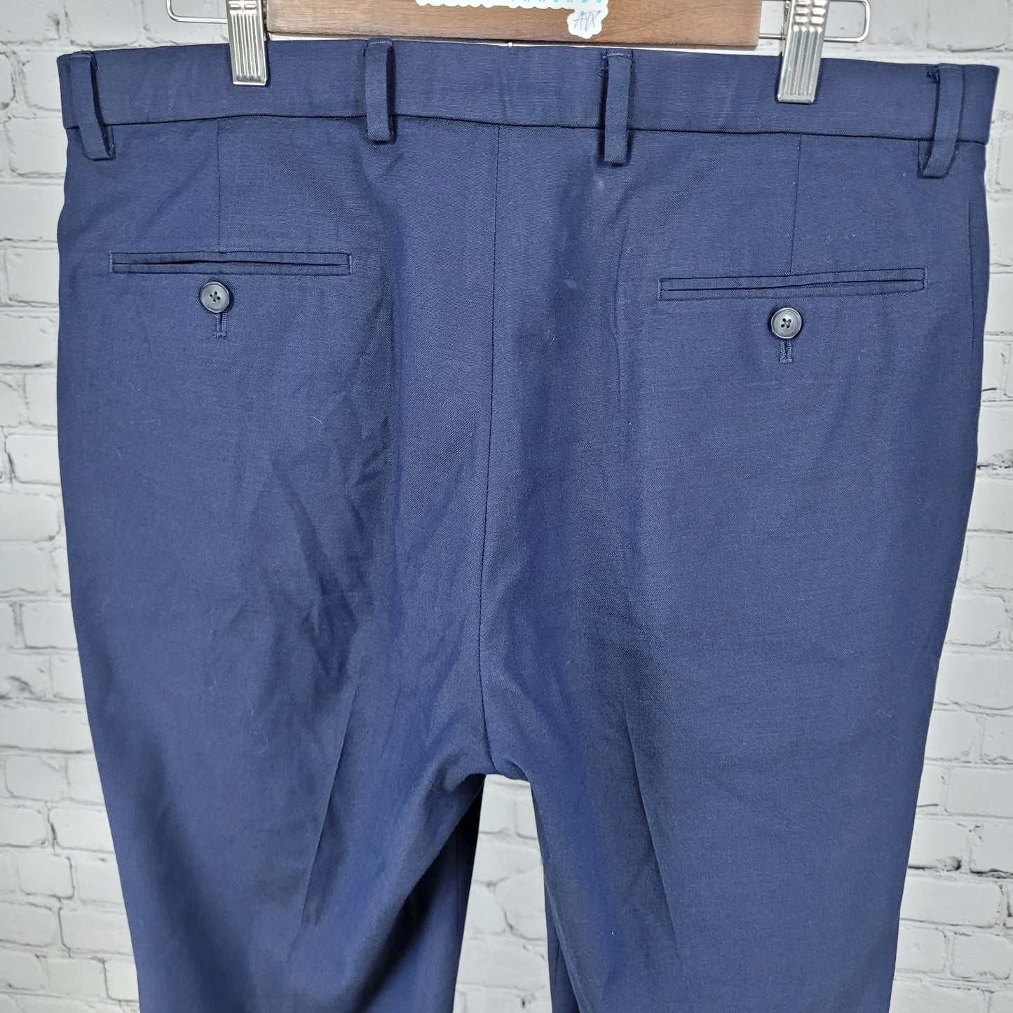 Jos A Bank Navy Stretch Tailored Fit Flat Front Dress Trousers Pants Size 36x30