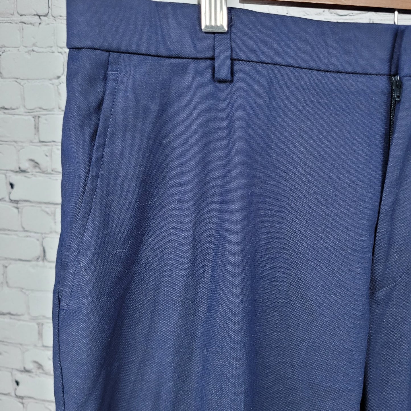 Jos A Bank Navy Stretch Tailored Fit Flat Front Dress Trousers Pants Size 36x30