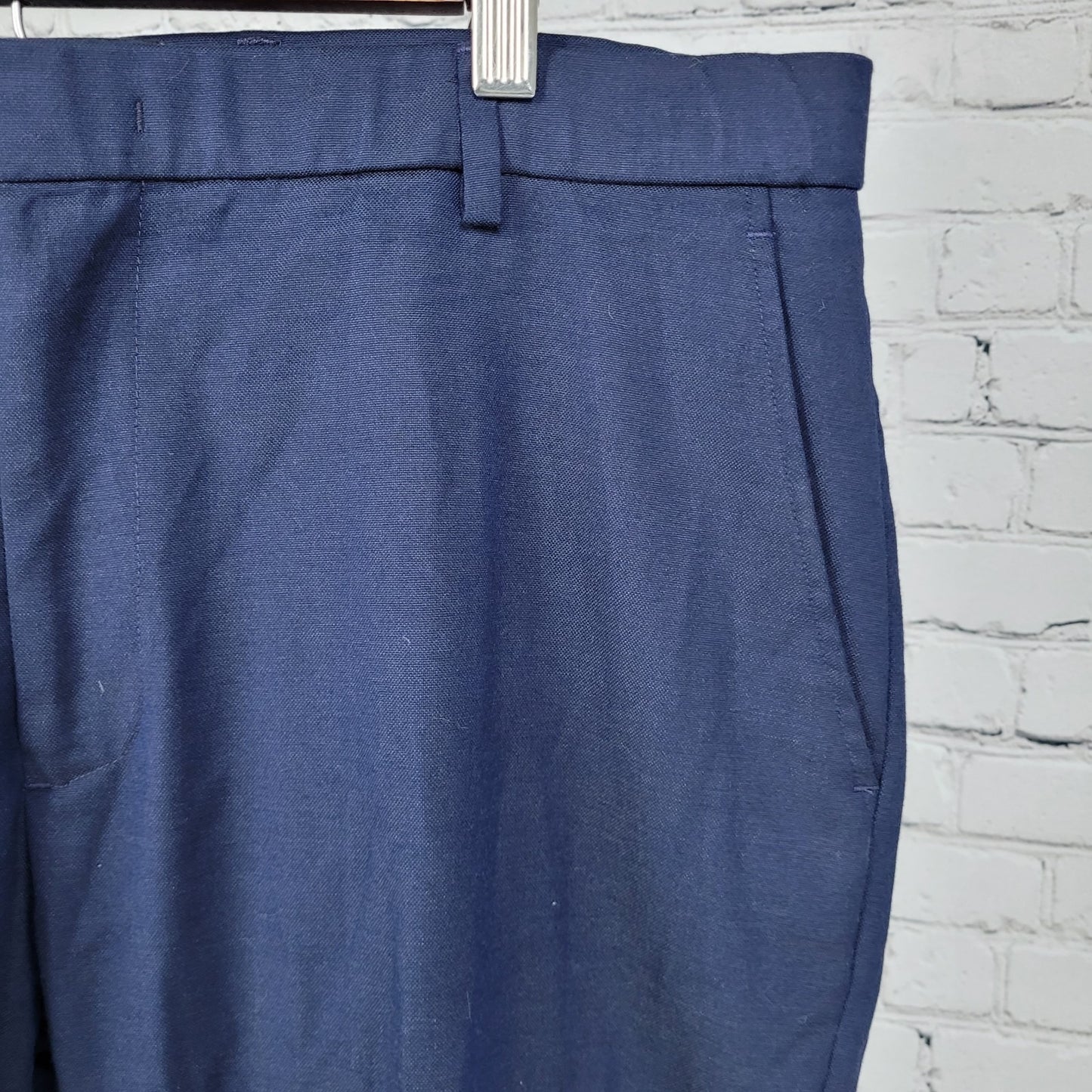Jos A Bank Navy Stretch Tailored Fit Flat Front Dress Trousers Pants Size 36x30