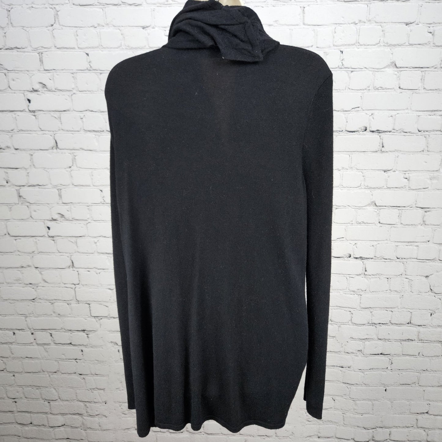 Nordstrom Lingerie Black Waterfall Wrap Long Sleeve Cardigan Sweater Large L