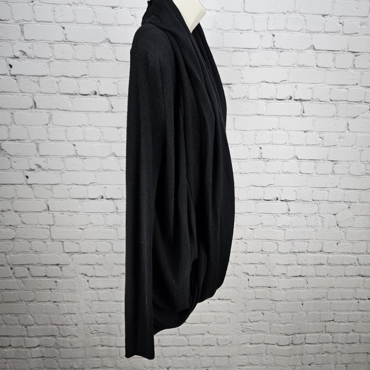 Nordstrom Lingerie Black Waterfall Wrap Long Sleeve Cardigan Sweater Large L