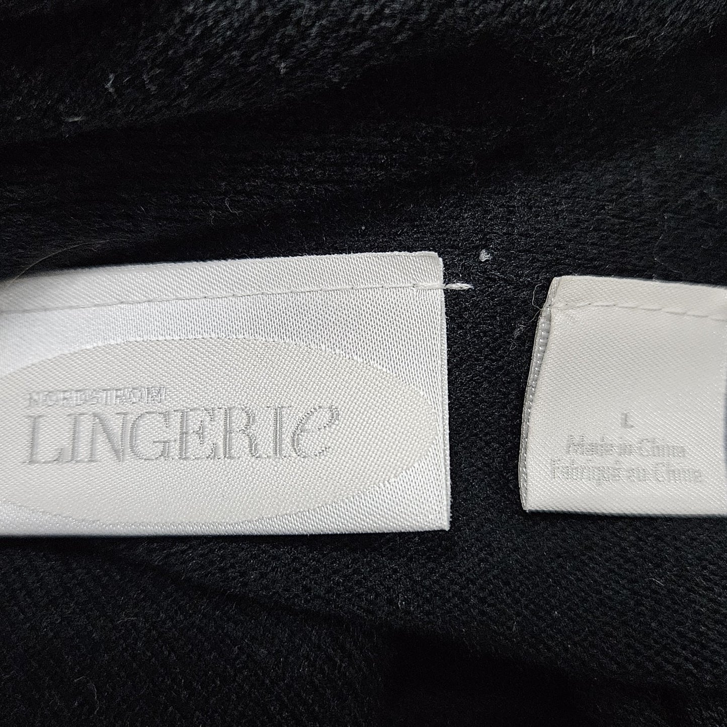 Nordstrom Lingerie Black Waterfall Wrap Long Sleeve Cardigan Sweater Large L