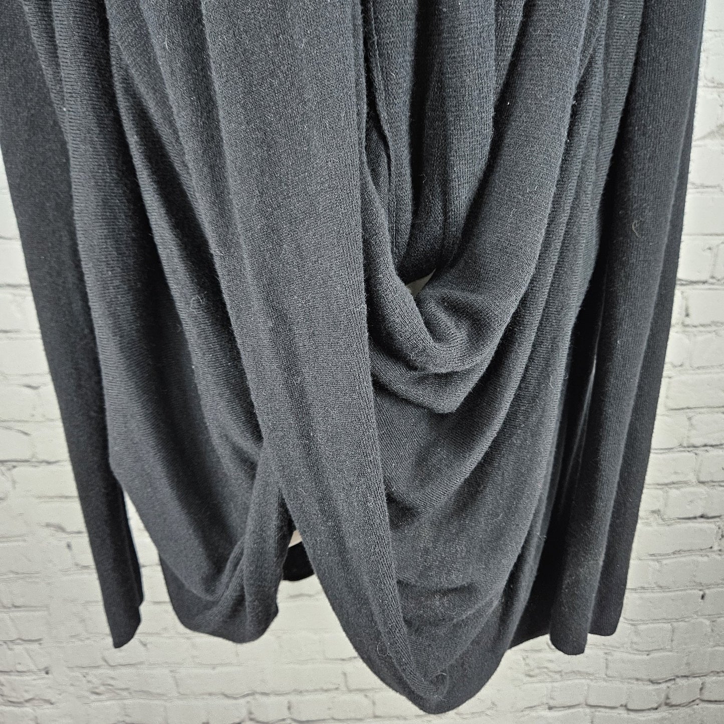 Nordstrom Lingerie Black Waterfall Wrap Long Sleeve Cardigan Sweater Large L