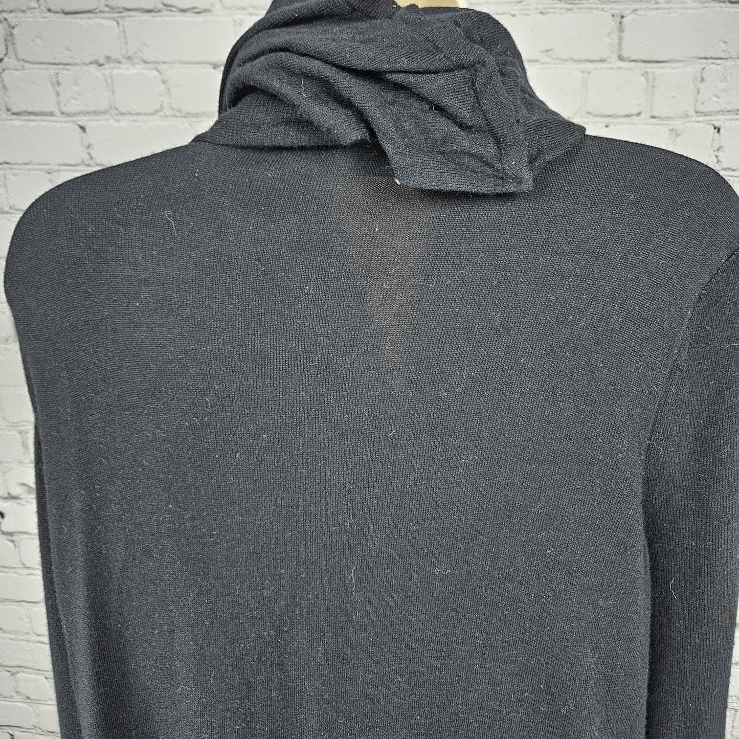 Nordstrom Lingerie Black Waterfall Wrap Long Sleeve Cardigan Sweater Large L