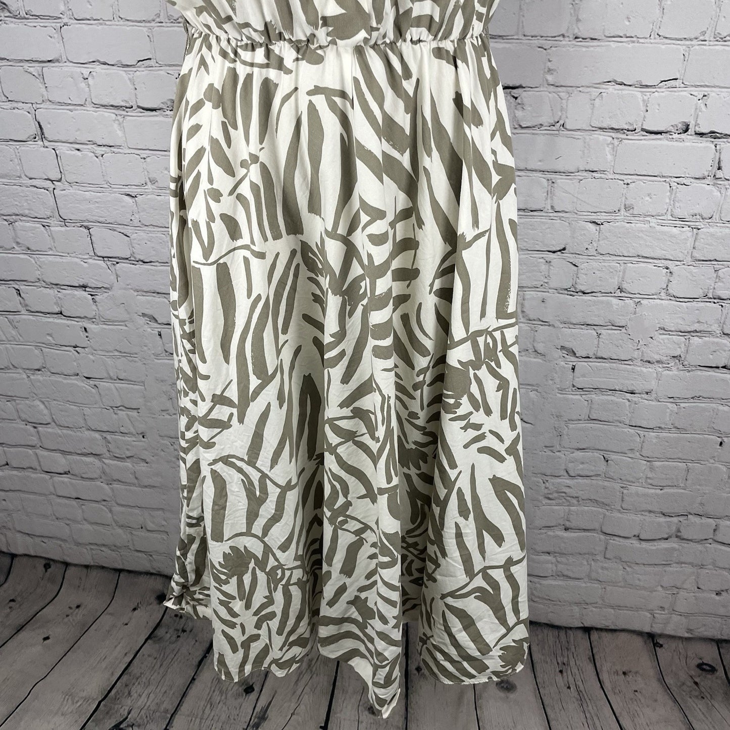 VTG Dawn Joy Fashions Ivory Printed Pleated A Line Dress USA Made Size 5/6