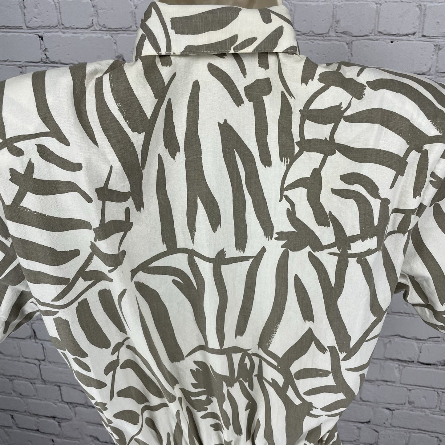 VTG Dawn Joy Fashions Ivory Printed Pleated A Line Dress USA Made Size 5/6