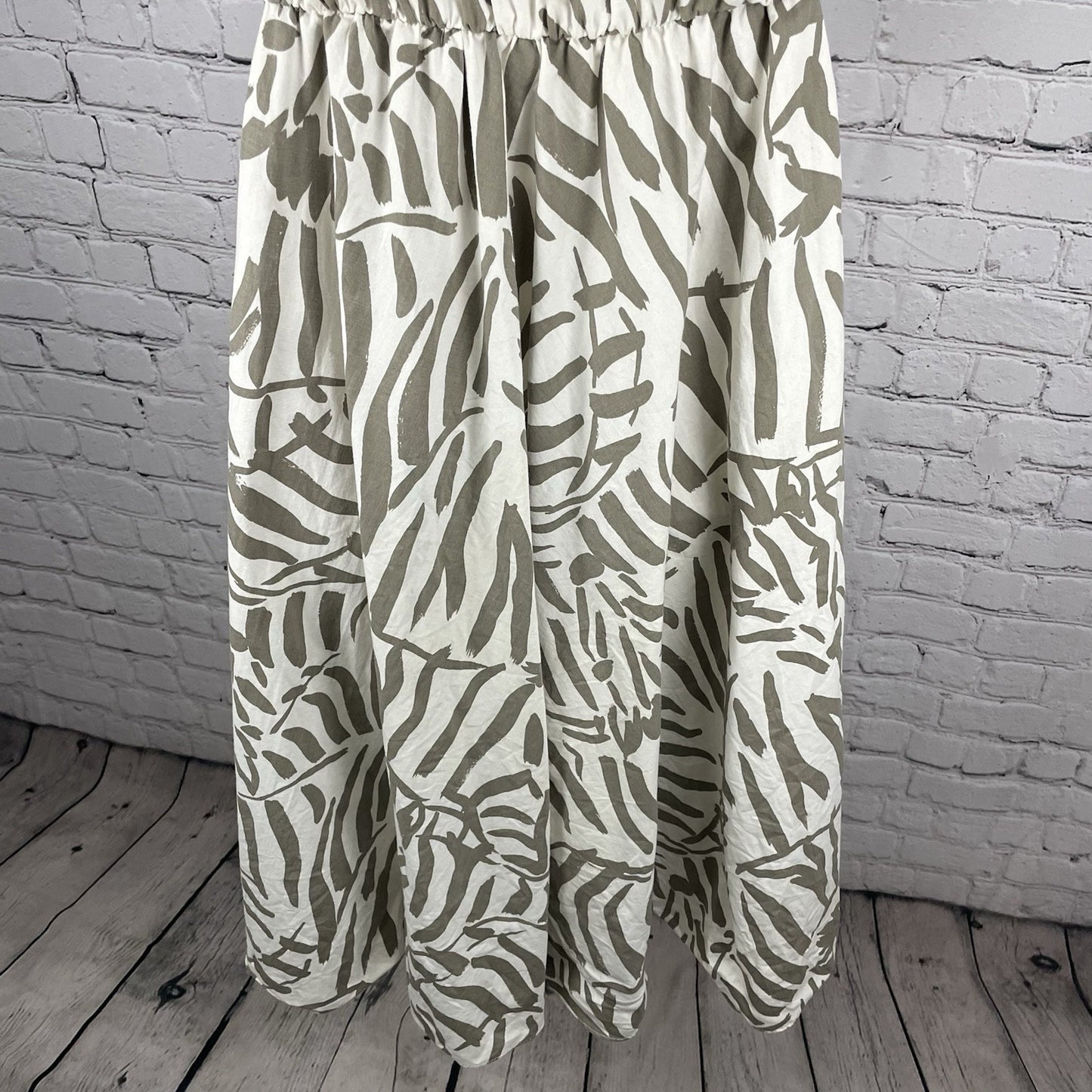 VTG Dawn Joy Fashions Ivory Printed Pleated A Line Dress USA Made Size 5/6