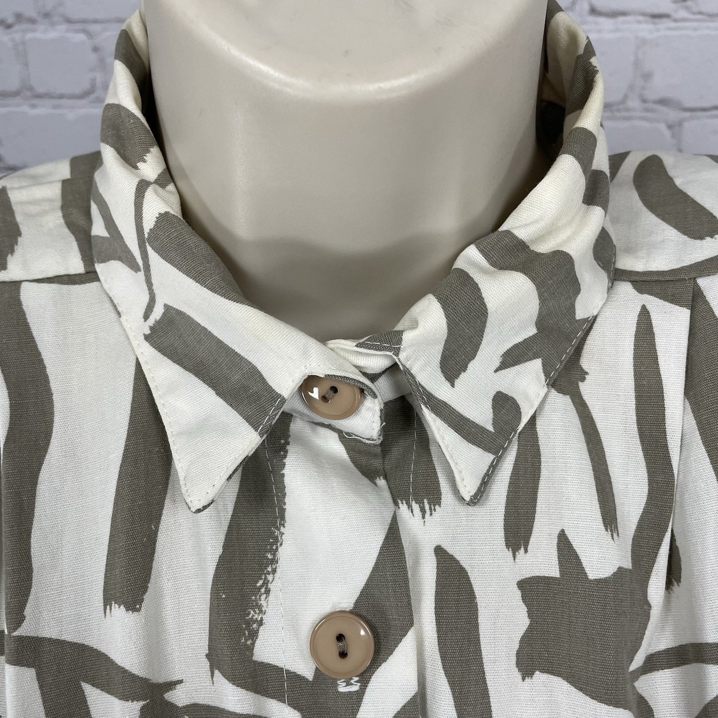 VTG Dawn Joy Fashions Ivory Printed Pleated A Line Dress USA Made Size 5/6