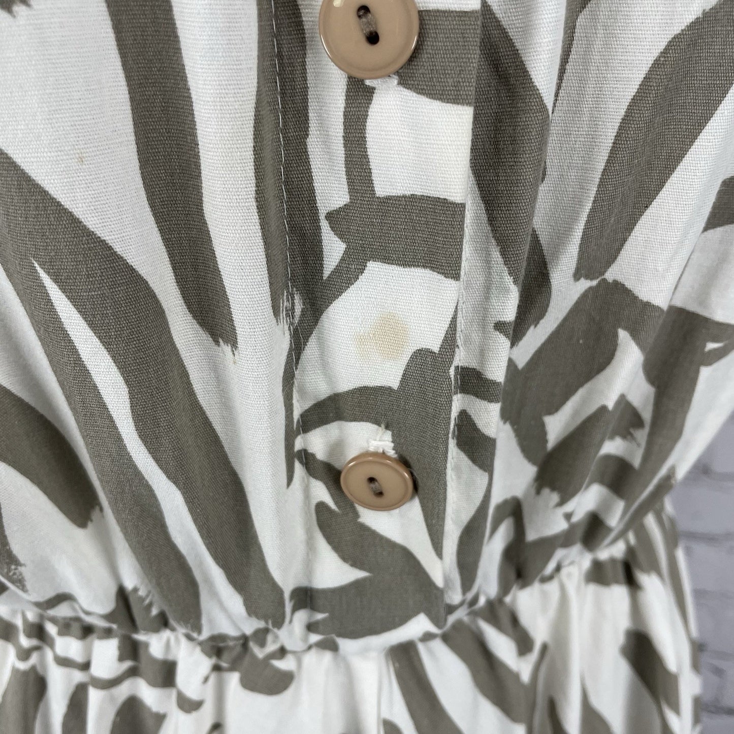 VTG Dawn Joy Fashions Ivory Printed Pleated A Line Dress USA Made Size 5/6