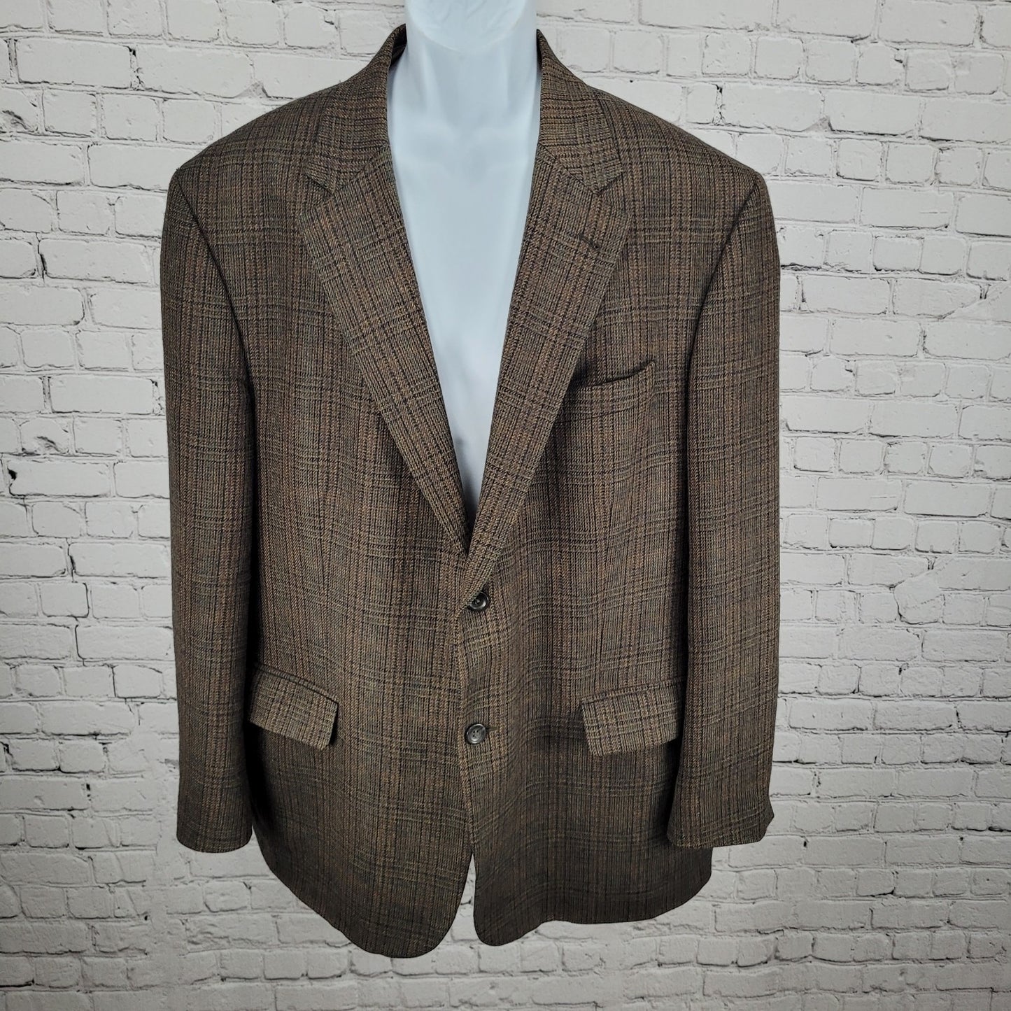 Oscar De La Renta Brown 100% Lambswool 2 Button Blazer Sport Coat Size 48R