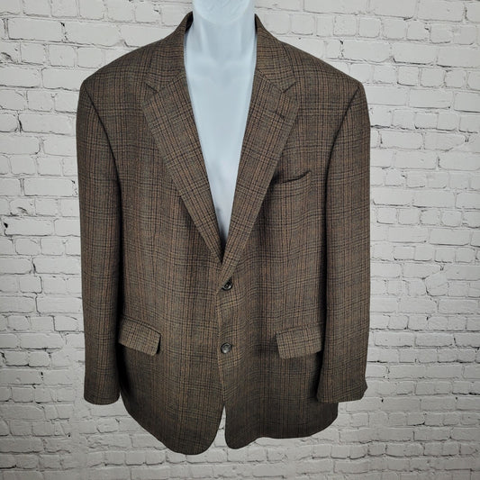 Oscar De La Renta Brown 100% Lambswool 2 Button Blazer Sport Coat Size 48R