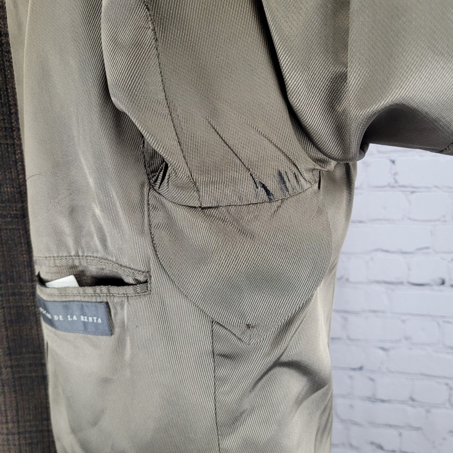 Oscar De La Renta Brown 100% Lambswool 2 Button Blazer Sport Coat Size 48R