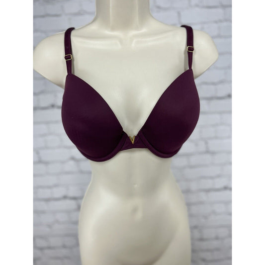 Victorias Secret Purple Adjustable Strap Underwire Lined Demi Plunge Bra 32DDD