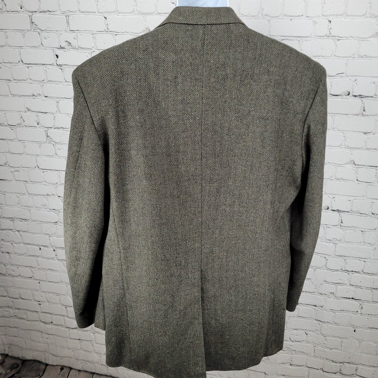 Deansgate Lambs Wool Herringbone Tweed 2 Brown Button Vented Suit Coat Size 46XL