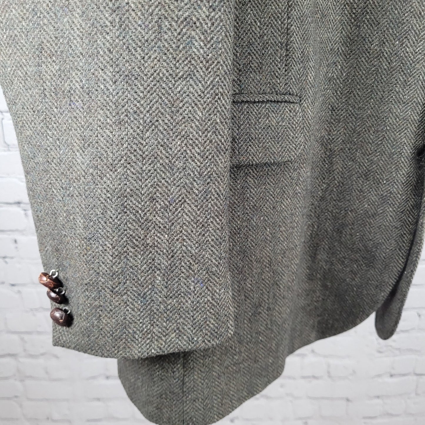 Deansgate Lambs Wool Herringbone Tweed 2 Brown Button Vented Suit Coat Size 46XL