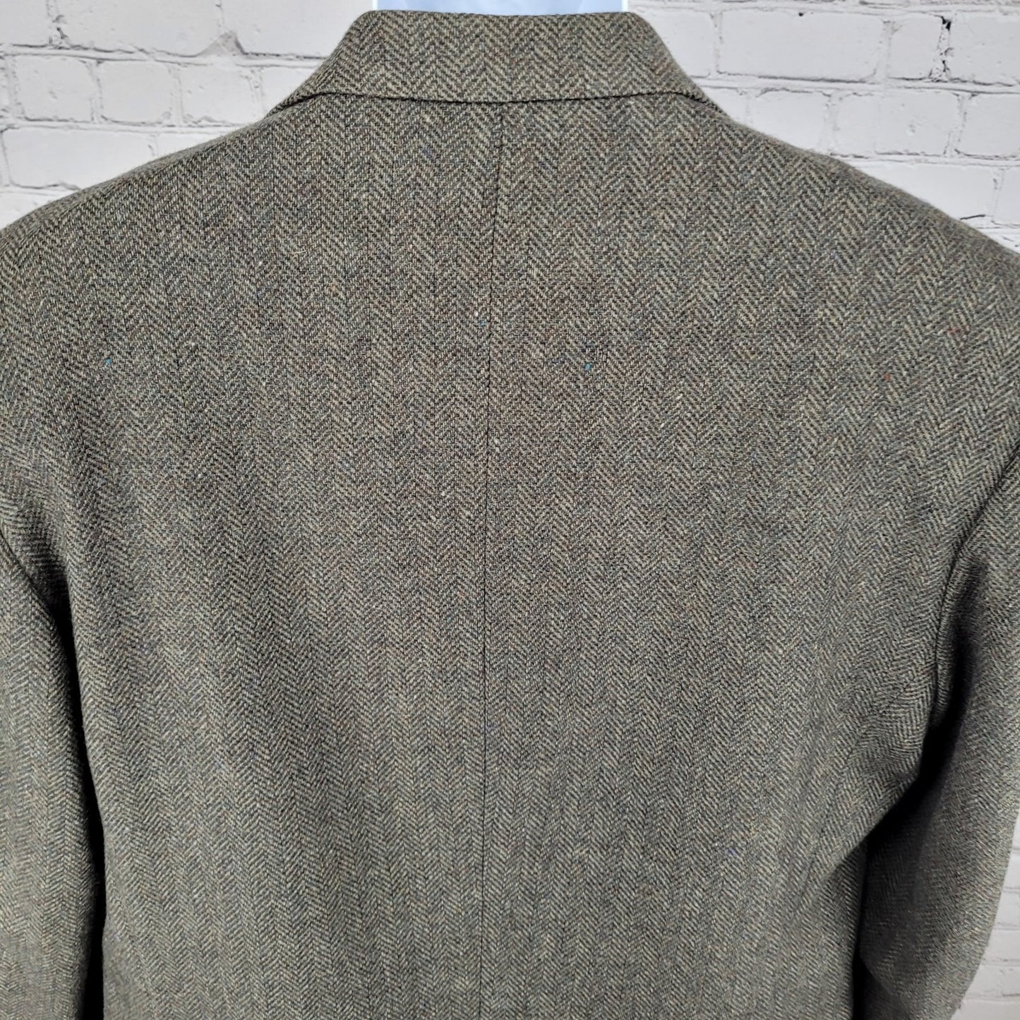Deansgate Lambs Wool Herringbone Tweed 2 Brown Button Vented Suit Coat Size 46XL