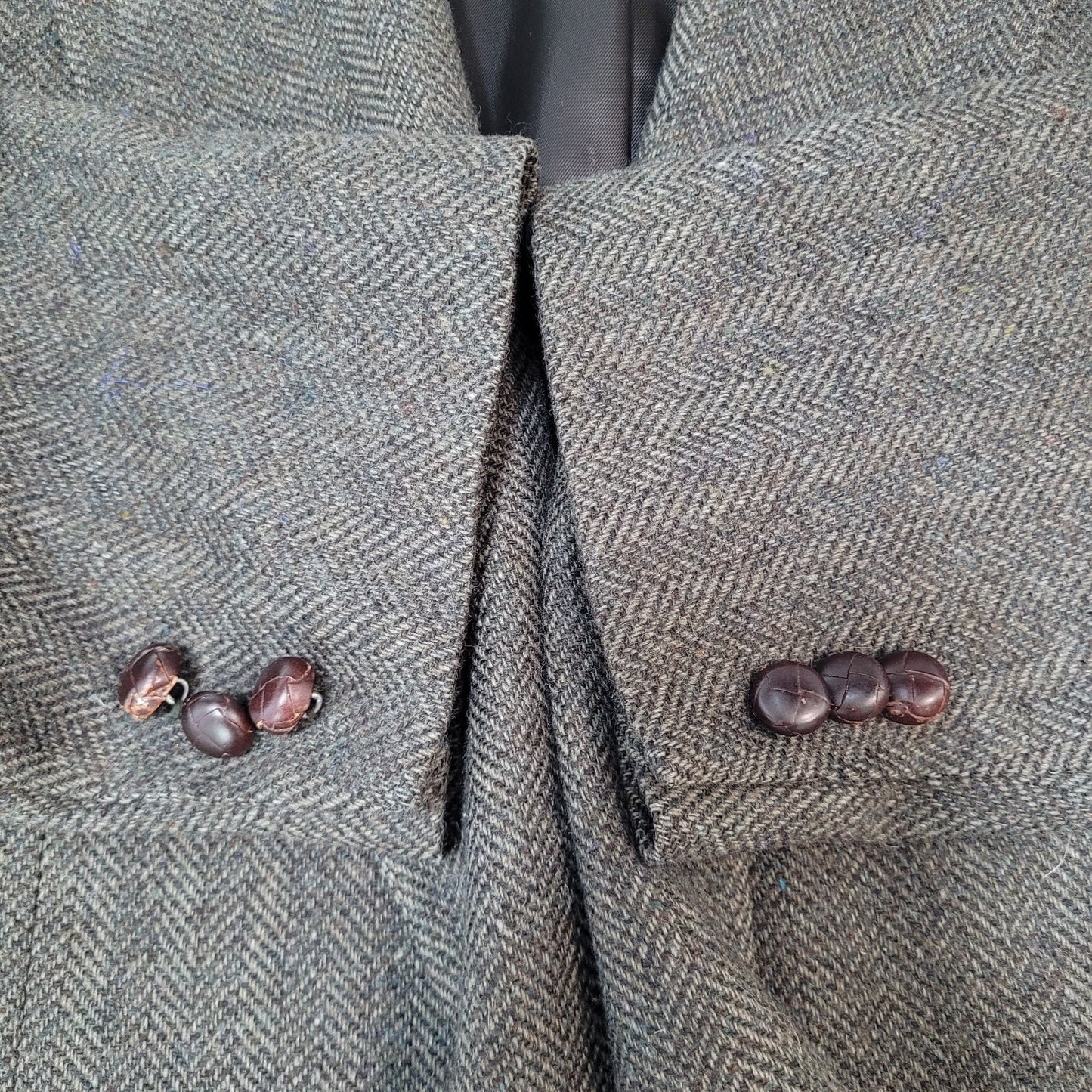 Deansgate Lambs Wool Herringbone Tweed 2 Brown Button Vented Suit Coat Size 46XL