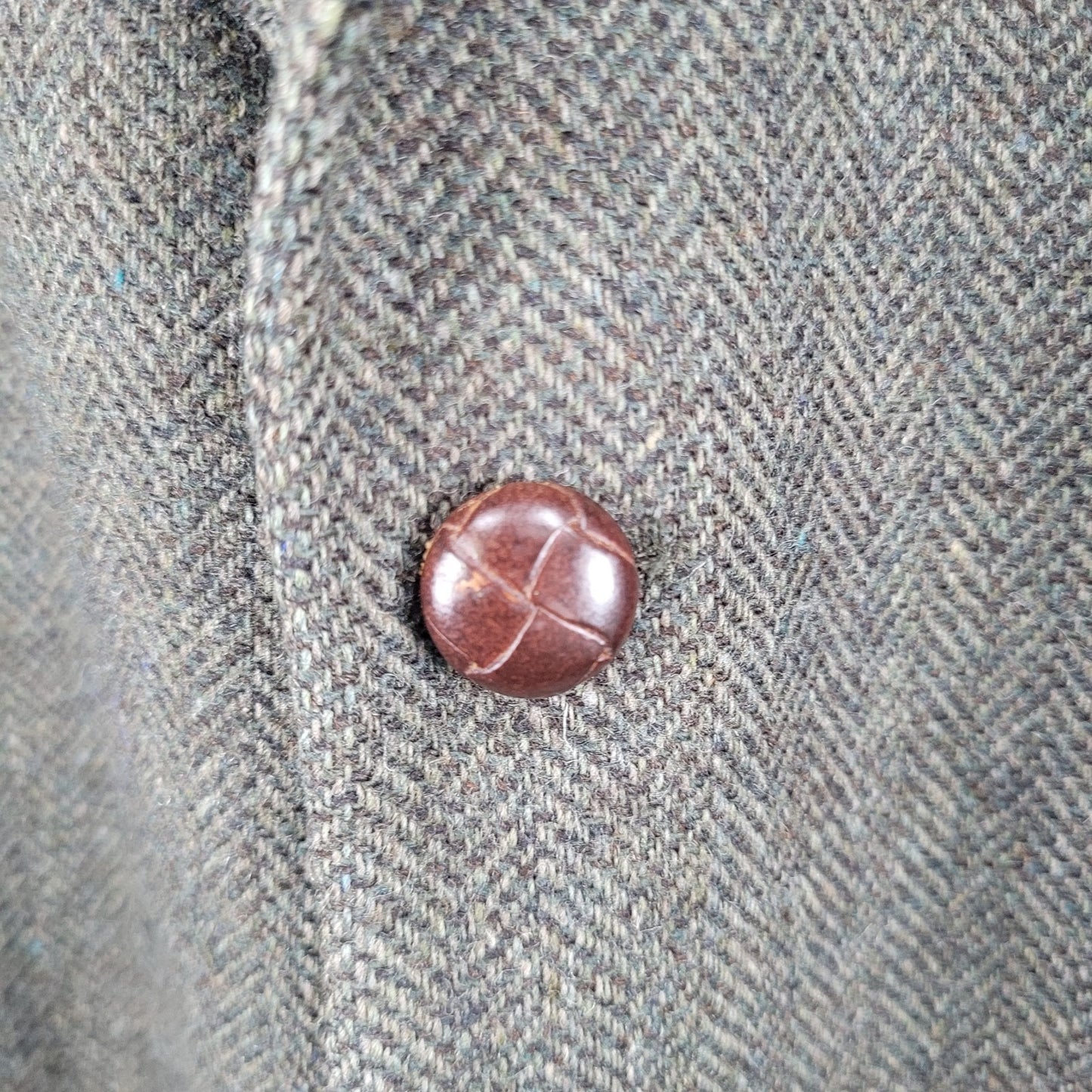 Deansgate Lambs Wool Herringbone Tweed 2 Brown Button Vented Suit Coat Size 46XL