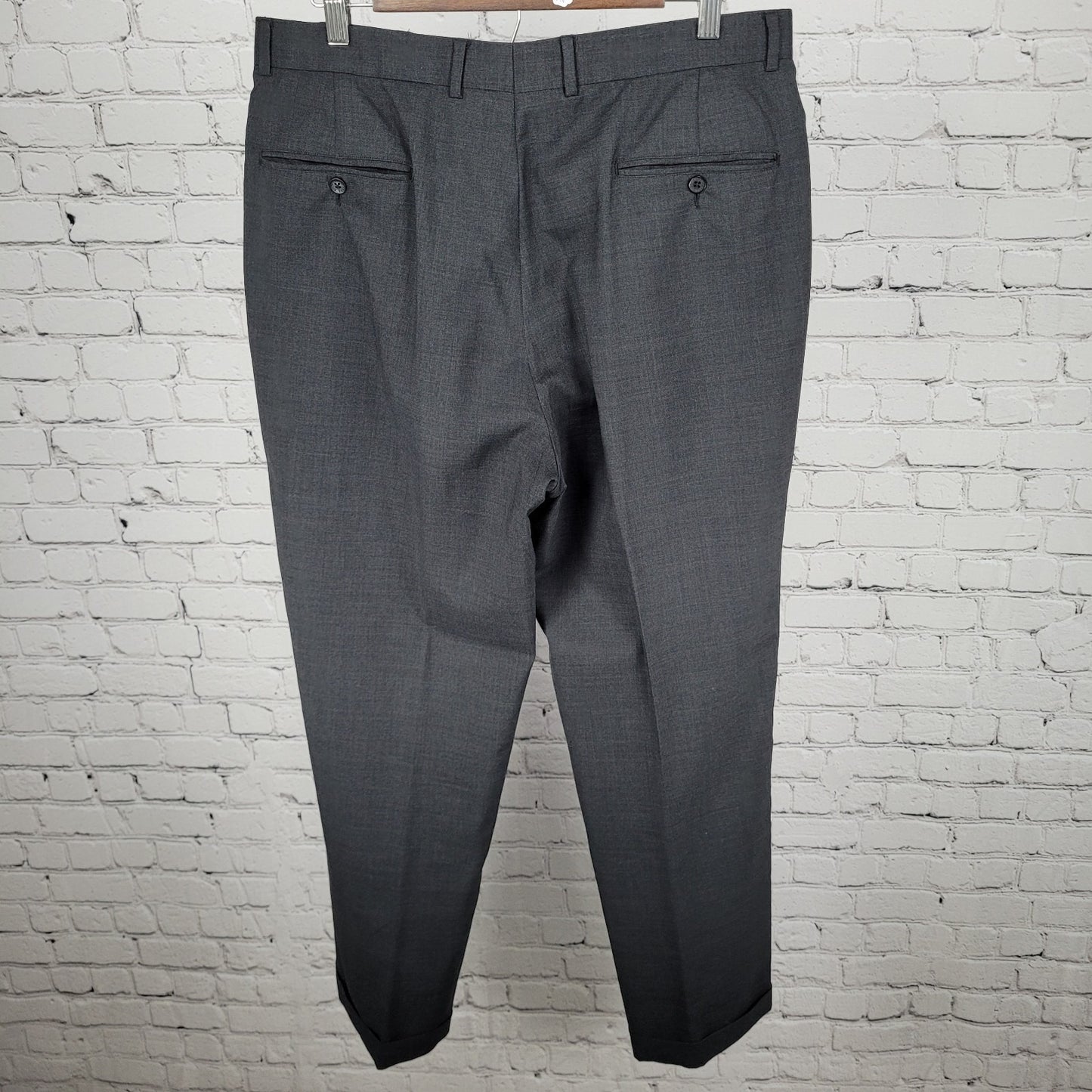 VTG Brooks Brothers Grey 100% Wool Brooksease Dress Pants USA Made Size 33x30