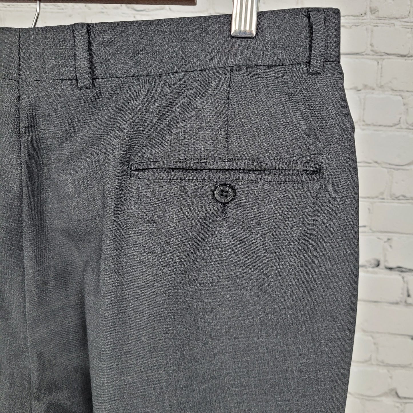 VTG Brooks Brothers Grey 100% Wool Brooksease Dress Pants USA Made Size 33x30