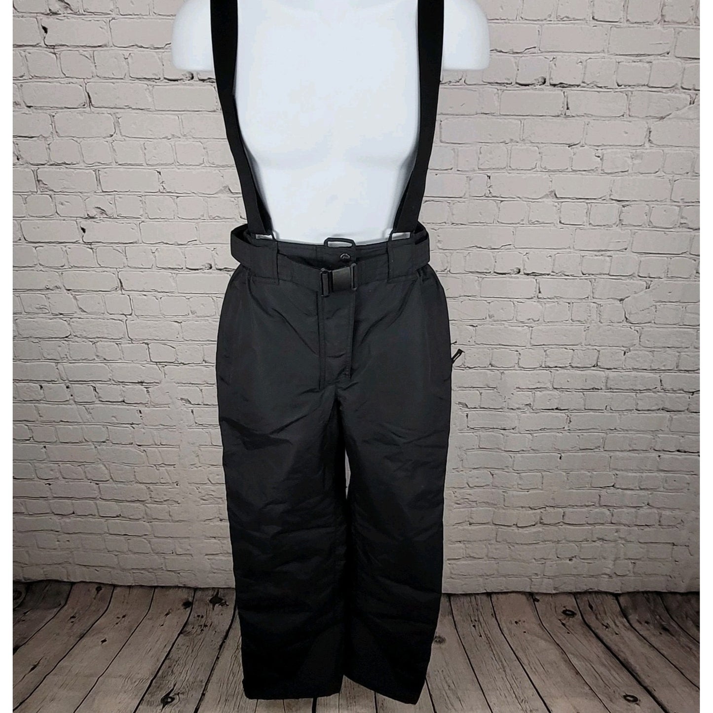 Quechua Decathlon Black Insulated Belted Snow Bib Pants Youth Size 180cm (27x31)