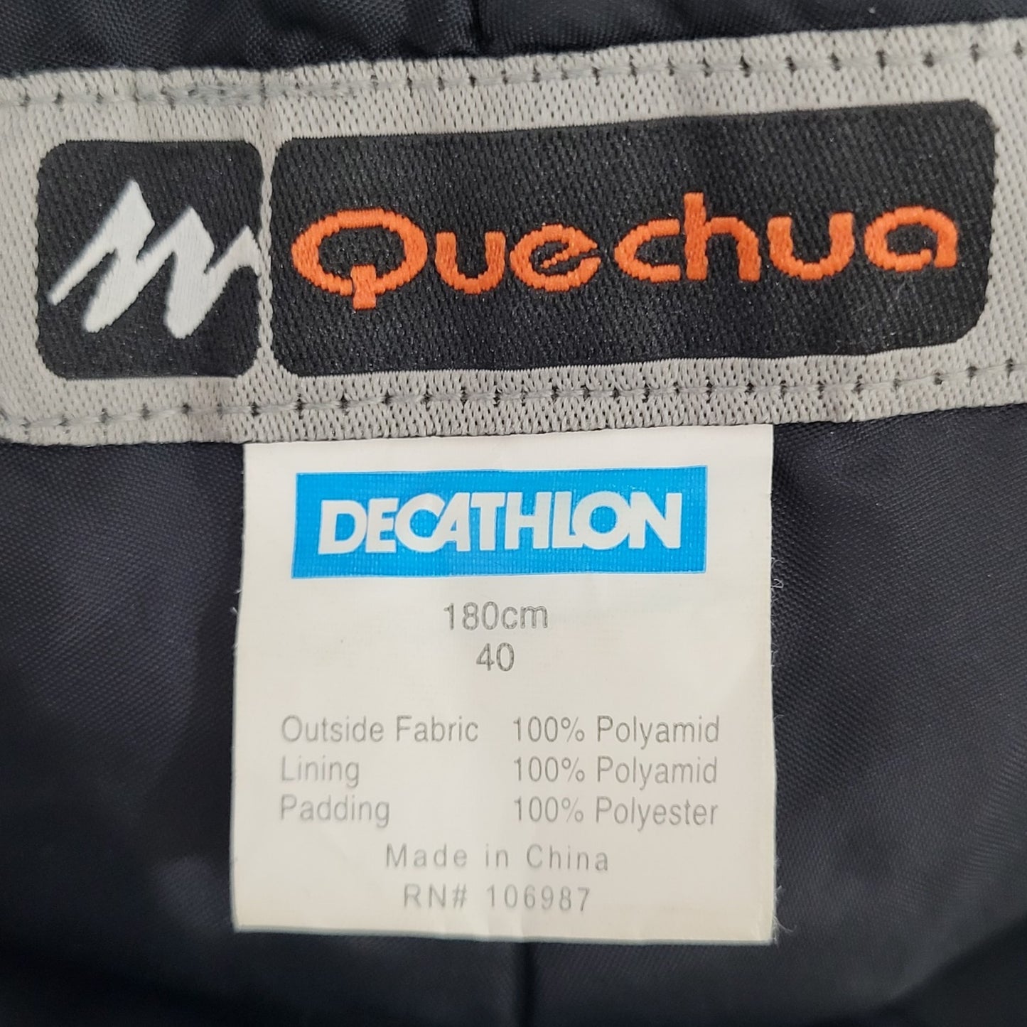 Quechua Decathlon Black Insulated Belted Snow Bib Pants Youth Size 180cm (27x31)