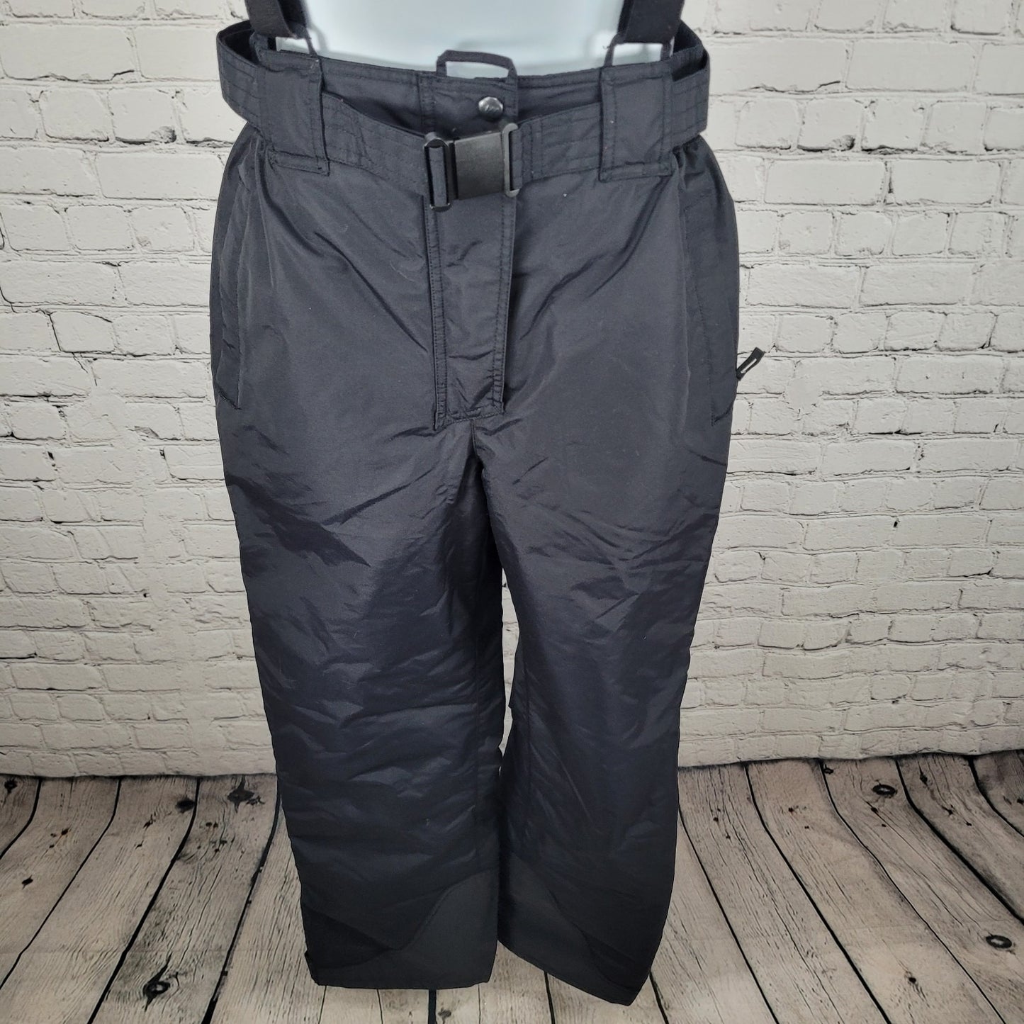 Quechua Decathlon Black Insulated Belted Snow Bib Pants Youth Size 180cm (27x31)