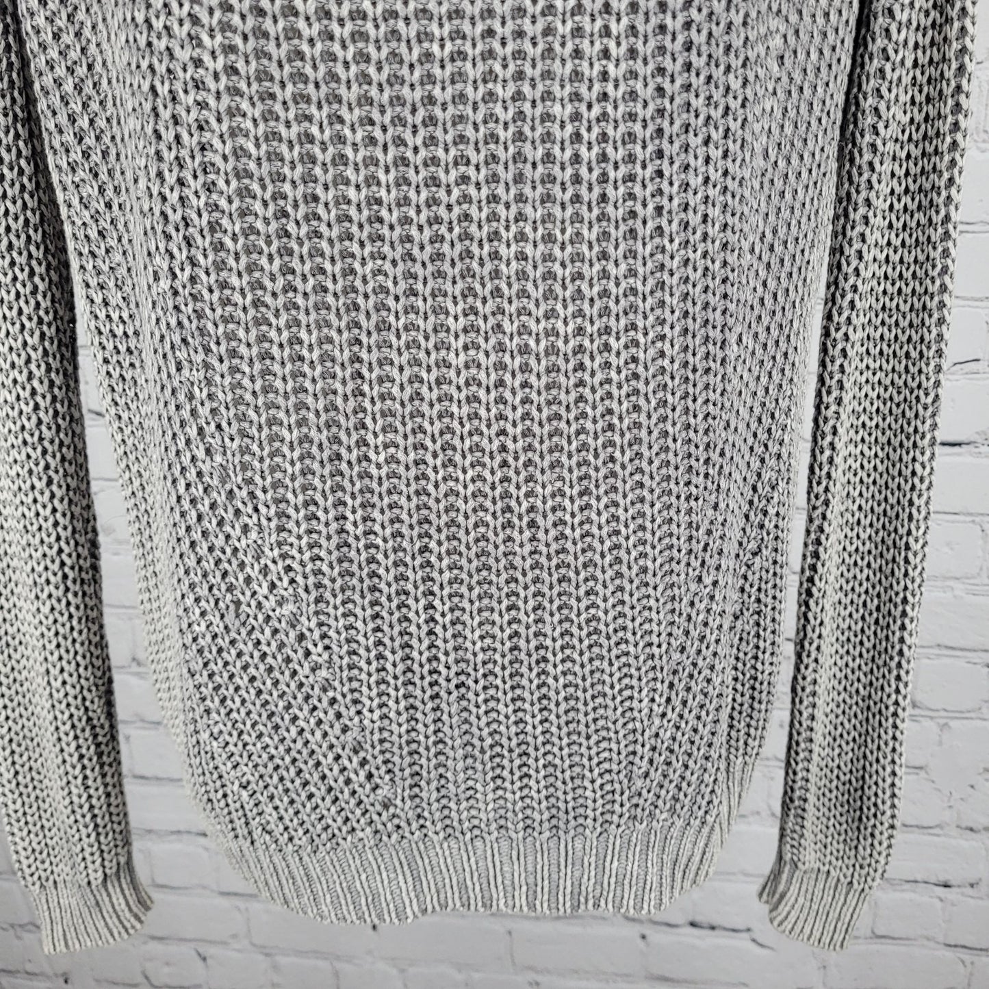 Bella Dahl Grey Cotton Linen Open Knit Pullover Long Sleeve Sweater Small S
