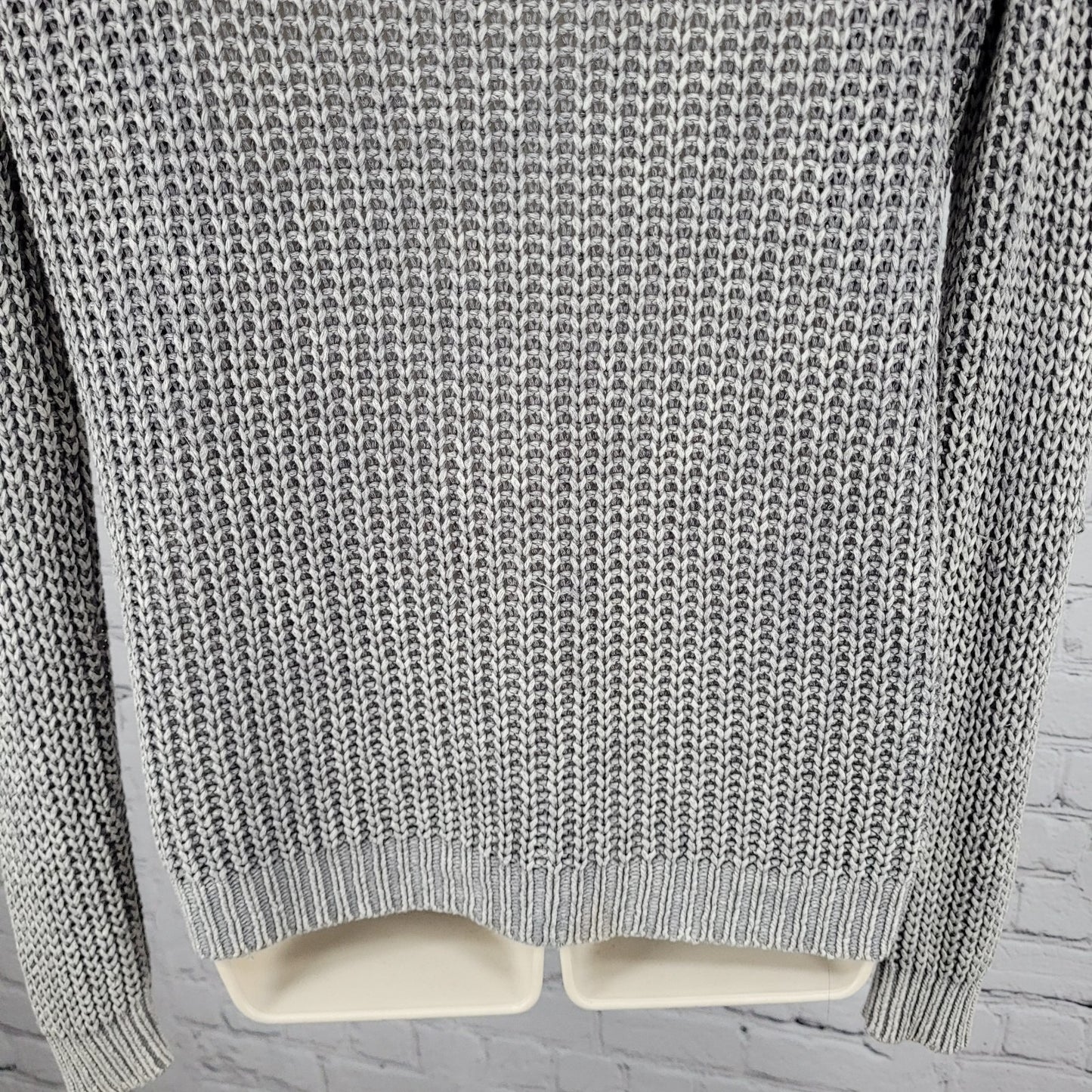Bella Dahl Grey Cotton Linen Open Knit Pullover Long Sleeve Sweater Small S
