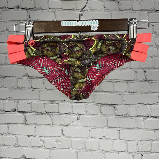 Maaji Pink Multicolor Floral Strappy Low Rise Bikini Bottoms Small S