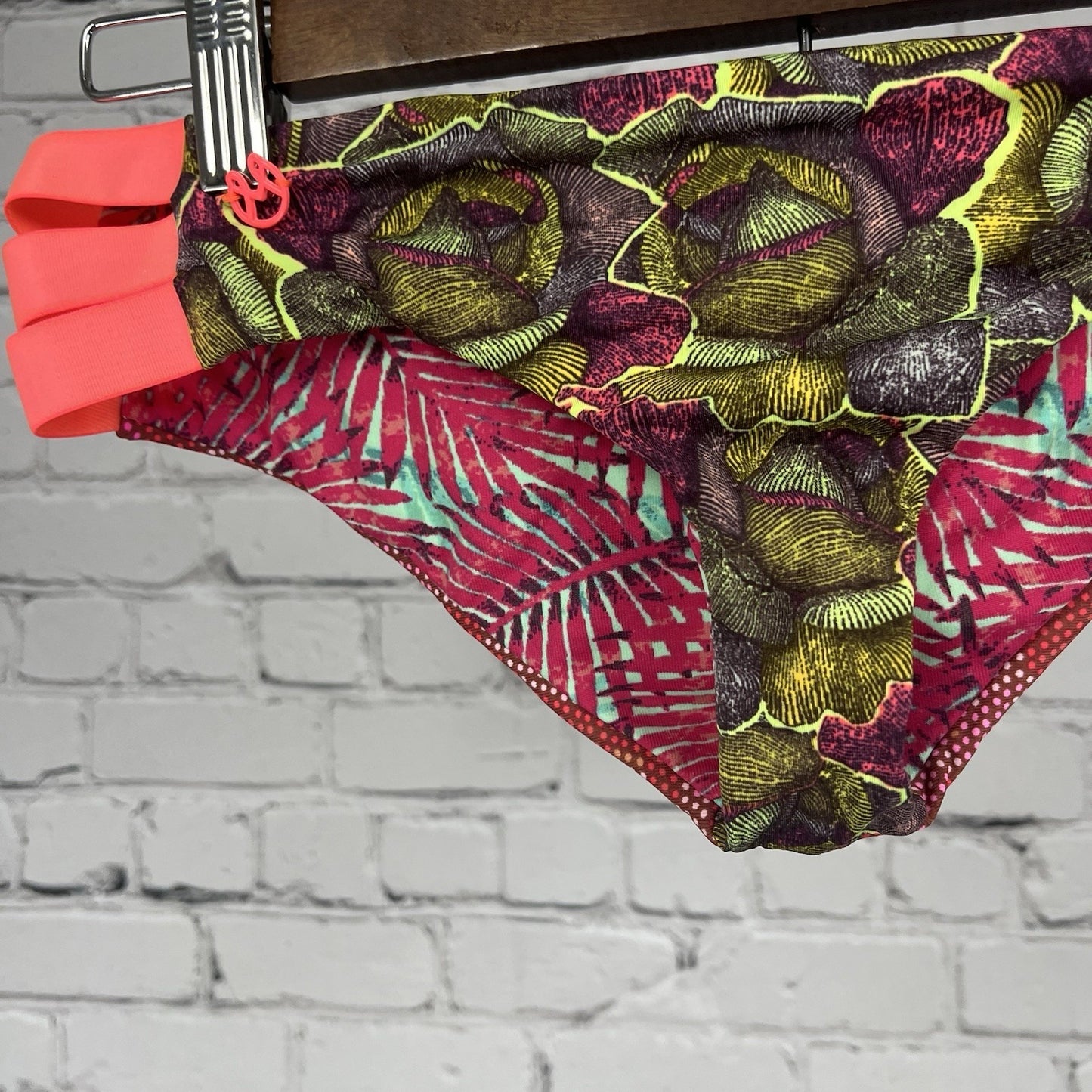 Maaji Pink Multicolor Floral Strappy Low Rise Bikini Bottoms Small S