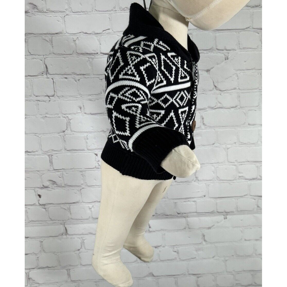 Monica & Andy 100% Organic Cotton Black White Knit 3 Button Sweater 3-6 Months