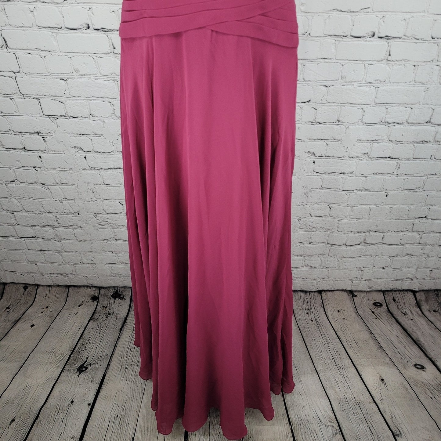 Azazie Purple Pleated Halter Strapless Backless Bridesmaid Maxi Dress Gown A6