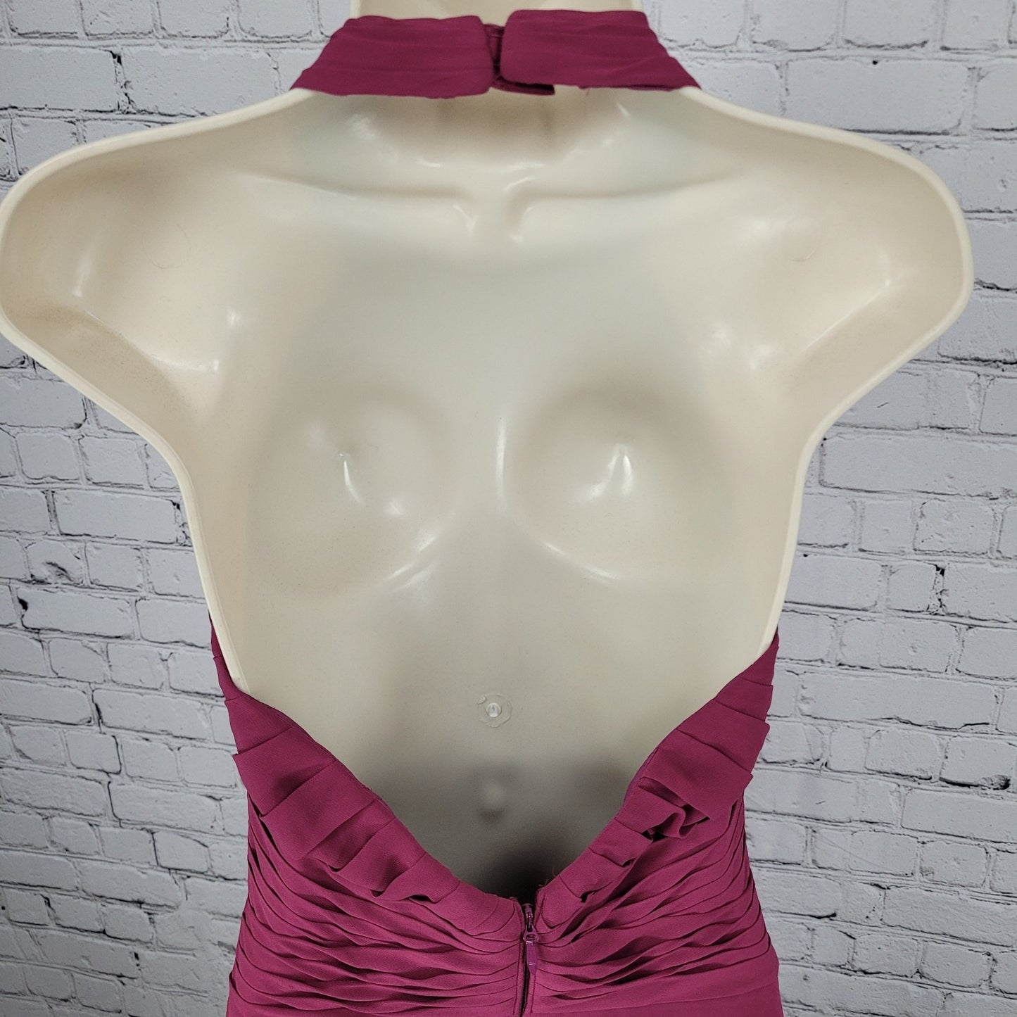 Azazie Purple Pleated Halter Strapless Backless Bridesmaid Maxi Dress Gown A6