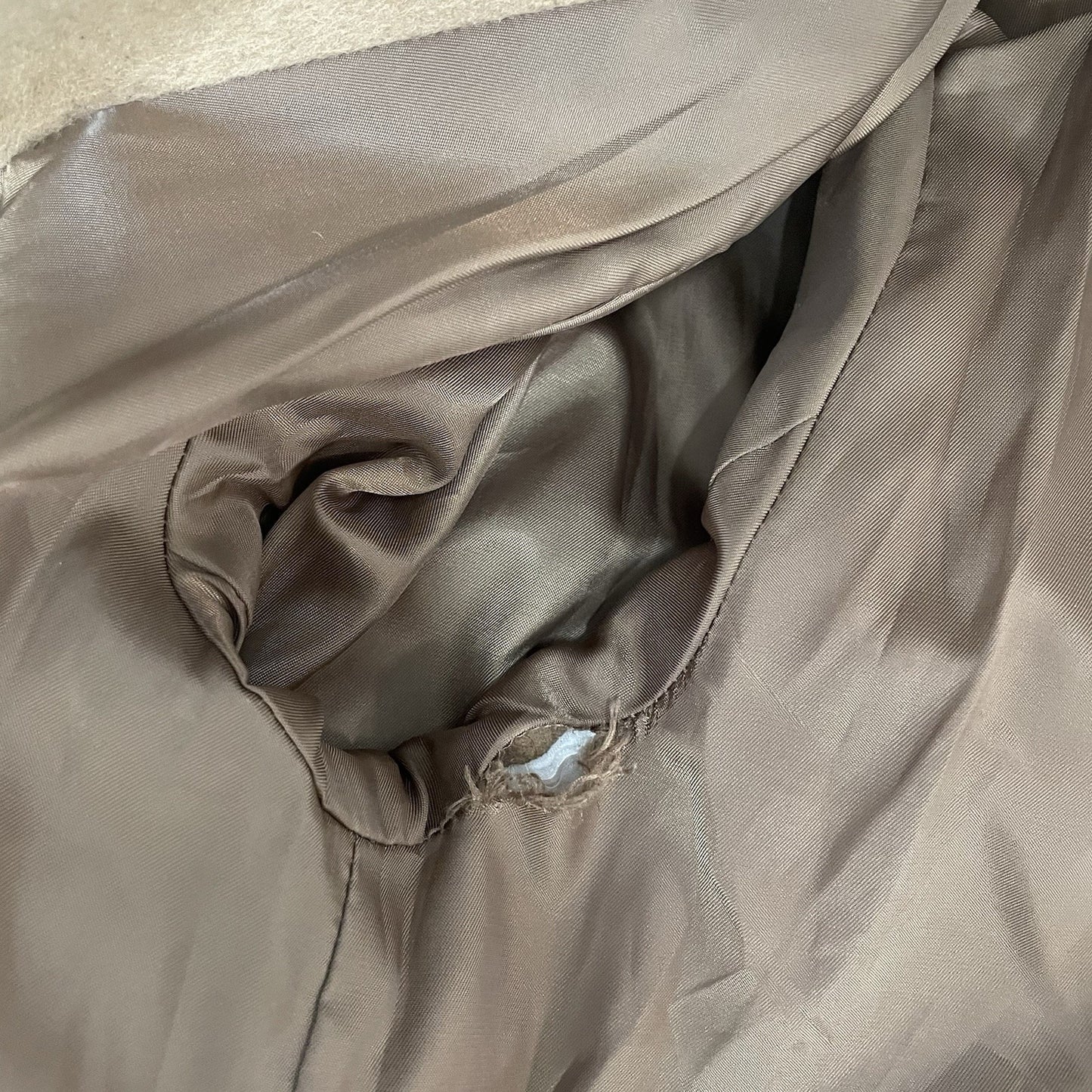 VTG Raybeams Tan Wool Blend Genuine Fur Trim Hooded Toggle Closure Coat Size 0